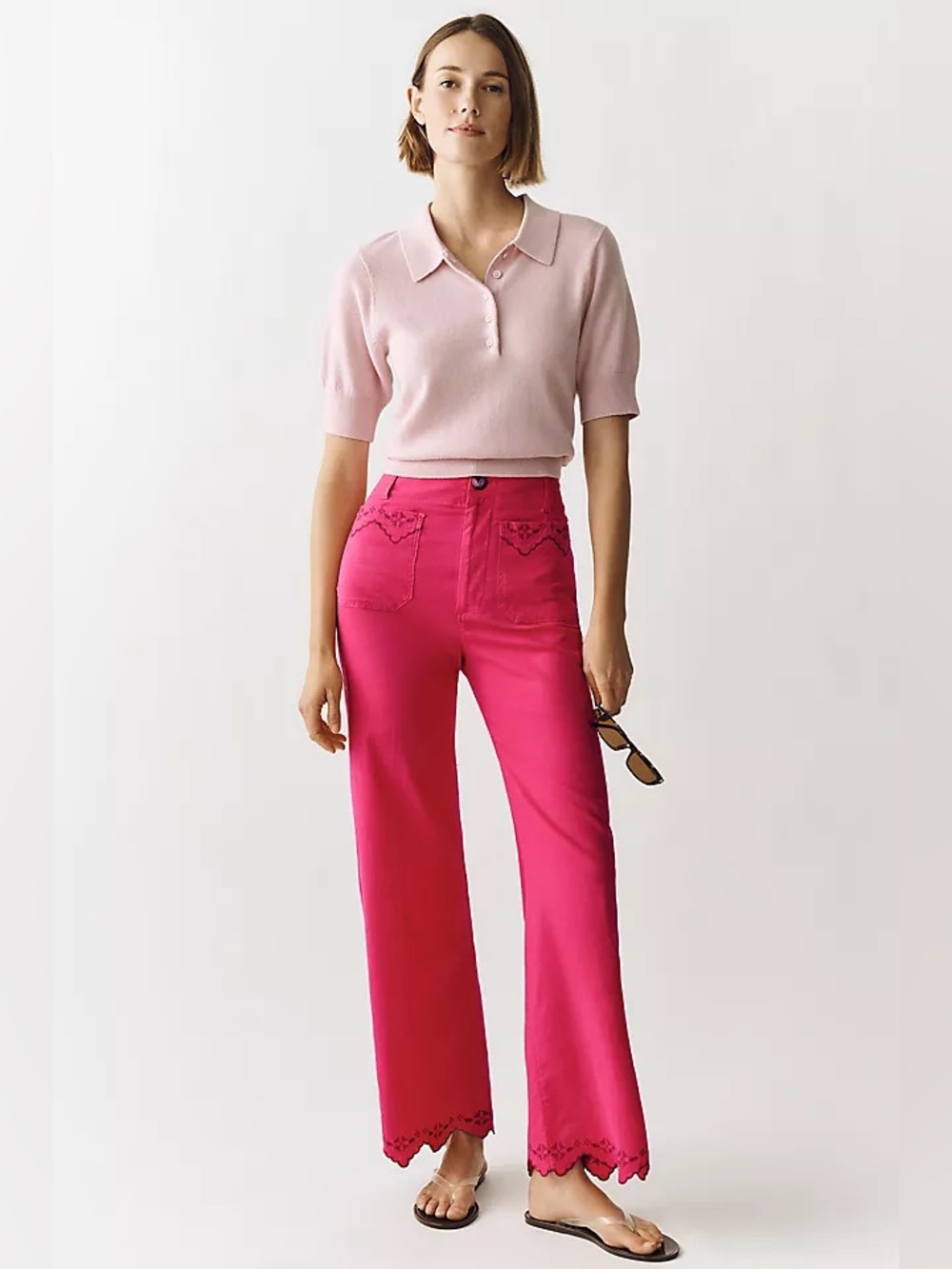Anthropologie Maeve The Colette Lace Trim Full-Length Wide-Leg Trousers
